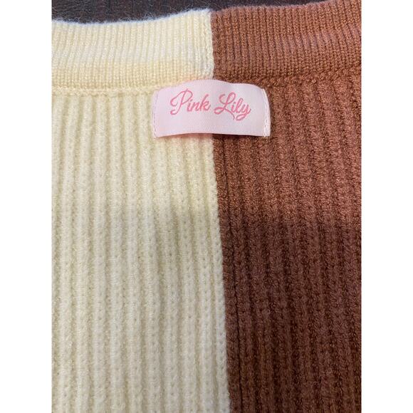 Pink Lily Oversized Ribbed Sweater Colorblock Leopard Sleeve XL 1X Cozy Casual - Picture 6 of 8